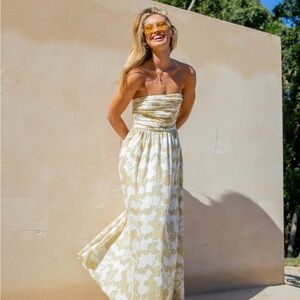 VRG GRL Saint Malo Linen Midi Dress Tropic